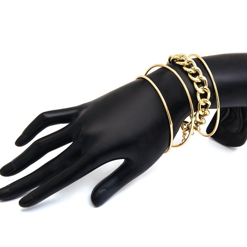 *KEARSTEN* 4-Pc Gold Chain x Bangle Bracelet Set